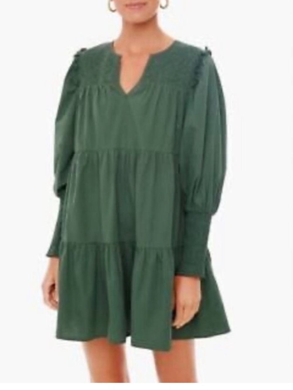 TUCKERNUCK Pomander Place Dress Ceci Smocked Tiered Mini in Jaguar Green Large L